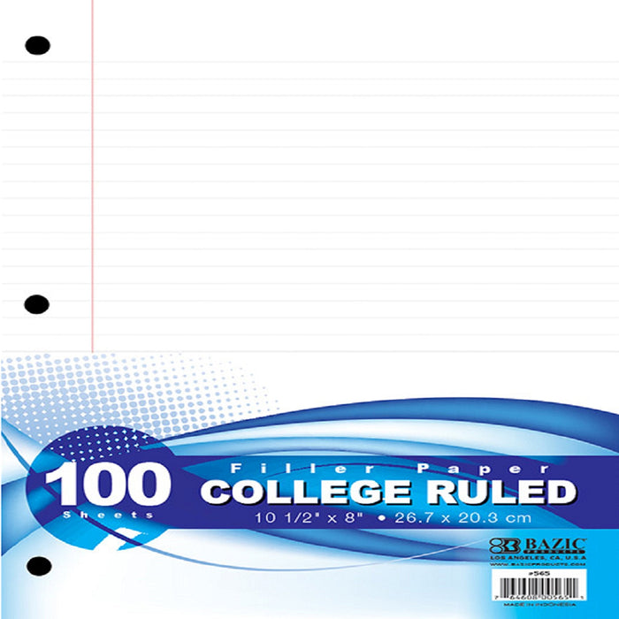 BAZIC 100 Sheets - Filler Paper (College Rule) by Deal US