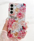 for Galaxy S22 5G Case 6.1",Cute Crystal Clear Floral Shell Pattern Design for G