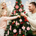 Arosche Christmas Candyland Tree Decorations 24Pcs Pink Wooden Ornaments by Deal US