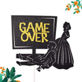 Little Man Game Over Wedding Cake Topper Double-sided Black Glitter 5.5x4.5in by Deal US