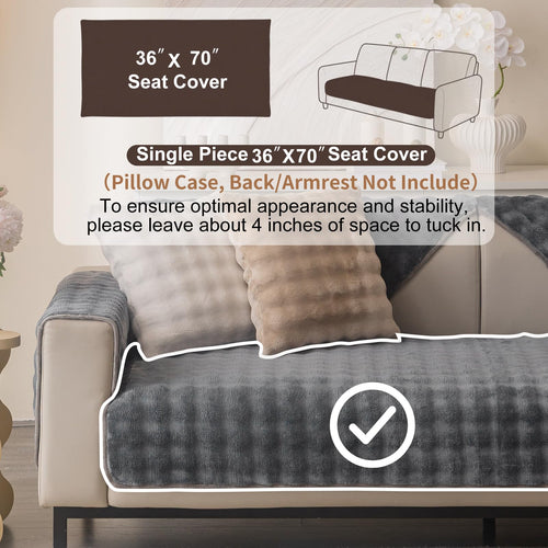 Aucrovee Plush Velvet Non Slip Sofa Cover 3 Cushion 36x70 Light Grey by Deal US