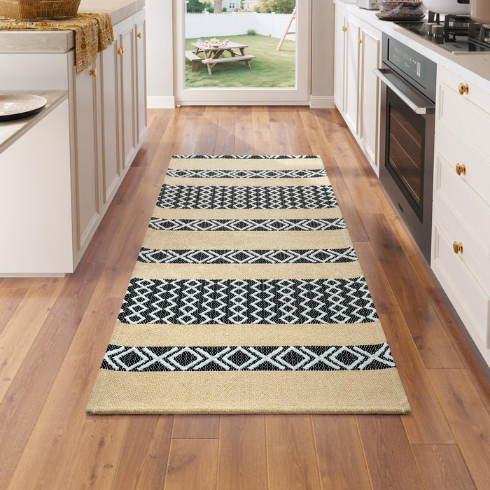 QiCaiJia Boho Runner Rug Brown Low Pile Polypropylene 24x47in by Deal US