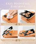 BERFY Camera Lens Protector for iPhone 17 Pro/17 Pro Max, Glitter Bling Aluminum Alloy Metal Ring, 9H Tempered Glass Camera Cover Screen Protector Accessories, Anti-Scratch, Case Friendly, Orange