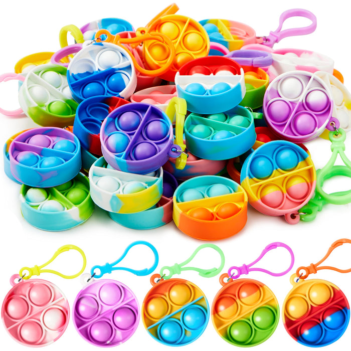 Pop Fidget Keychain 30 Pack Pop Fidget Toys Bulk Party Favors for Kids 4-8