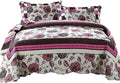 DaDa Bedding Bohemian Purple Blooms Floral Garden Pink Brown Bedspread Set (KBJ1629) by DaDalogy Bedding Collection