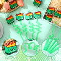 Potchen 12 Pcs Green Glitter Spiral Reusable Plastic Drinking Straws by Deal US