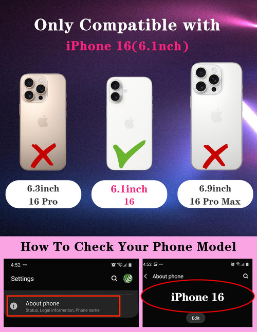 iPhone 16 Case - Women Cute Phone Cover Girly Pretty Fancy Unique Aesthetic