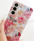 for Galaxy S22 5G Case 6.1",Cute Crystal Clear Floral Shell Pattern Design for G