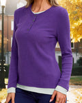 Gardenwed Women's Long Sleeve Sweater Tunic Loose Fit Purple Size S by Deal US
