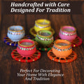 4OUR FAITH Matki Wax Filled Diya Set Handpainted Terracotta 6 Pc Multicolor by Deal US