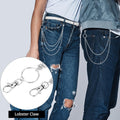 QWORK Wallet Chain for Men Women, 3 Pack Silver Jeans Chains Set (Single/Double/Triple Layer), Alloy Pants Pocket Belt Chain with Lobster Clasp & Key Ring for Biker Hip Hop Punk