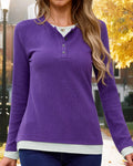 Gardenwed Women's Long Sleeve Sweater Tunic Loose Fit Purple Size S by Deal US