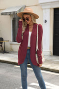 Vanfany Womens Lightweight Open Front Cardigan Knit Burgundy Size XL by Deal US