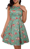 Angel-fashions Women's Floral A-Line Sleeveless Dress Green Size 6 by Deal US