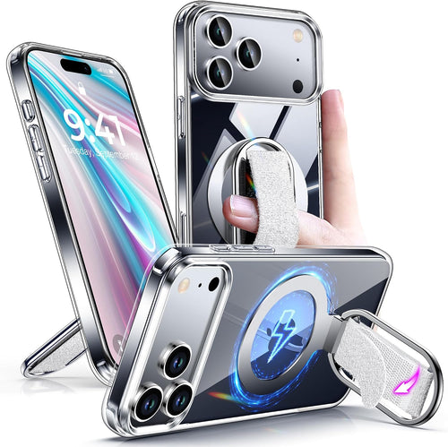 Clear Shockproof Case with Ring Stand for iPhone 17 Pro 6.3 inch by Merch Section