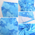 Knemksplanet Women Halterneck Mesh Mini Dress Floral Print Blue Size L by Deal US