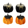 Generic Velvet Halloween Pumpkin Decor 4PCS Black Orange 3.94x3.54in by Deal US