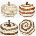 Hollyone Fall Pumpkin Decor 3 PCS Faux Rattan Pumpkins Small Orange Brown by Deal US