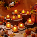 Mumufy 12 Pcs Orange Pumpkin Glass Votive Candle Holders Thanksgiving Decor by Deal US