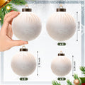 HyDren 24Pcs Beige Velvet Shatterproof Christmas Ornaments Balls 3.15,2.76,2.36" by Deal US