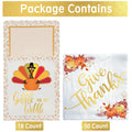 Qeqczow Thanksgiving Gold Foil Napkins & Cutlery Holders Set 68 Pcs by Deal US