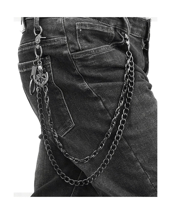 SISICHIC Pants Jean Chain Belt: Heavy Wallet Pocket Chain, Cool Streetwear Goth Punk Grunge Skeleton emo Rockstar Pirate Accessories - Black Skull Anchor