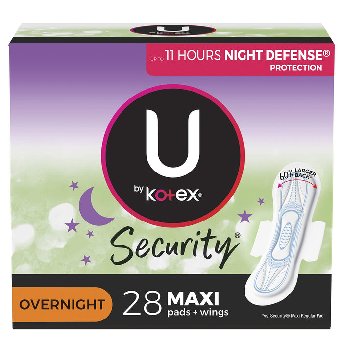 U by Kotex Security Overnight Pads 6 Packs of 28 by Pasteur Pharmacy