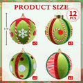 SUPREME XMAS 12 Pcs Velvet Christmas Ornaments Set 80mm Green Red White by Deal US