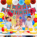 TRBSXRT Cartoon Birthday Decorations Gold Red Blue Foil Fringe Curtains Balloons by Deal US