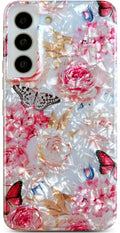 for Galaxy S22 5G Case 6.1",Cute Crystal Clear Floral Shell Pattern Design for G