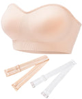 PRETTYWELL Strapless Padded Bandeau Bra Wireless Seamless Beige Size M by Deal US