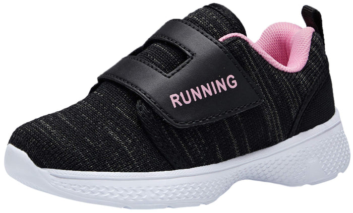adituo Toddler Boys Girls Lightweight Athletic Sneakers Strap Black Pink Size 11 by Deal US