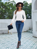 Licemere Women's Long Sleeve Pleated Puff Sleeve Tunic Shirt White Size L by Deal US