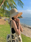 CAOCEFA Womens UPF50 Mesh Sun Hat Wide Brim Neck Flap Off White by Deal US