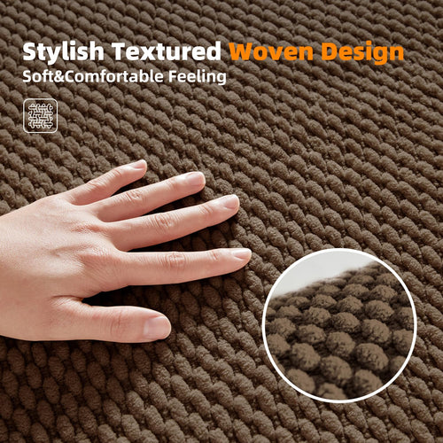 BULULOM Chenille Bathroom Rug Rubber Backing Brown 16x24 Absorbent Mat by Deal US