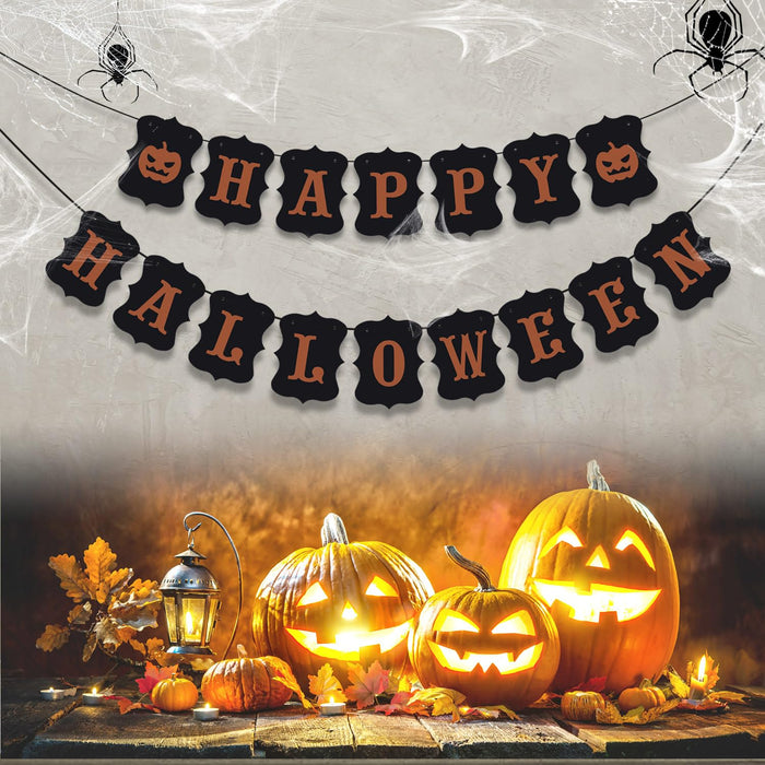 ERKOON Happy Halloween Banner Bunting Pumpkin Sign Wall Decor Party by Deal US
