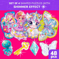 QUOKKA 48-Piece Shaped Jigsaw Puzzles 4-Pack Dragon Rocket Firetruck Dino by Deal US