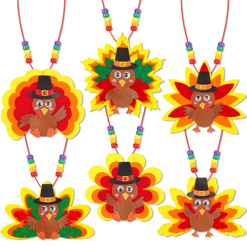 Huyamap Thanksgiving Turkey Necklace Craft Kits 24 Pack Colorful Style 1 by Deal US