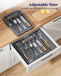 Kitsure Adjustable Cutlery Drawer Organizer Tray Grey 12.13x1.54x8.07-13.9" by Deal US