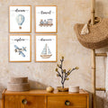 VIIJJUE Nursery Wall Art Set 4 Transportation Prints 8x10 Watercolor Blue by Deal US