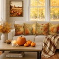 Benjia 20x20 Throw Pillow Covers Set of 4 Watercolor Forest Pumpkin Autumn by Deal US