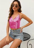 Beilaidisi Women's Sequin Rhinestone Bling Tank Top Rose Pink-backless by Deal US
