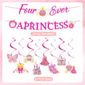 Romart Princess 4th Birthday Party Decorations 2 Banners 8 Swirls Pink Lavender by Deal US