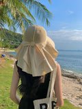 CAOCEFA Womens UPF50 Mesh Sun Hat Wide Brim Neck Flap Off White by Deal US