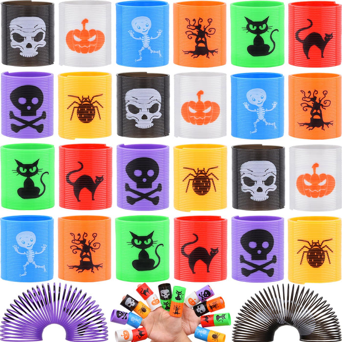 Menzcci Halloween Mini Coil Springs Toys 24 Pcs Plastic Halloween Slinky A24 by Deal US