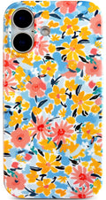 for iPhone 16 Case,Cute Garden Flowers Design for Girls Women,Soft Bu