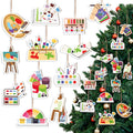 Threehoney 48Pc Wooden Christmas Ornaments Painting Tools Colorful 2.36-2.76in by Deal US