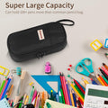 Zzrywuty Large Zipper Pen Case Pencil Pouch for Office Travel Black by Deal US