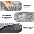 MINGT Donut Cat Bed Ultra-Soft Fluffy Round Small Pet Bed Grey 16x16x5in by Deal US
