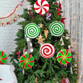 Generic Gingerbread Christmas Wooden Ornaments Large Red White Peppermint by Deal US